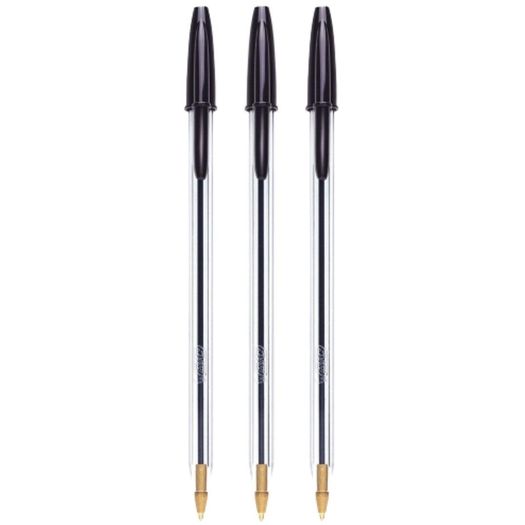 caneta esferográfica preta 3 unidade cristal 1.0mm ponta media kit enem 9308177 bic blister caneta esferográfica preta 3 unidade cristal 1.0mm ponta media kit enem 9308177 bic blister