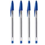 caneta esferográfica azul 4 unidades cristal ponta média