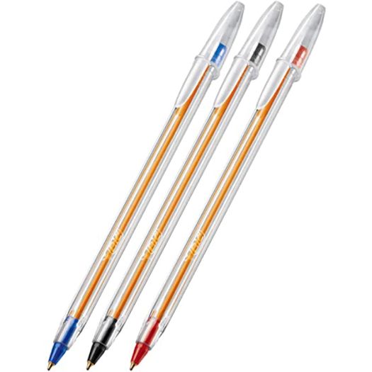 canetas cristal ponta fina 3 cores azul, vermelha e preta canetas cristal ponta fina 3 cores azul, vermelha e preta