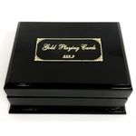caixa de madeira preta com 1 baralho completo dourado luxo