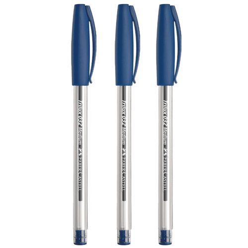 caneta esferográfica azul 3 unidades
