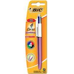 caneta esferográfica 4 cores corpo rosa metalico 1.0mm ponta media 904222 azul preta vermelha verde caneta esferográfica 4 cores corpo rosa metalico 1.0mm ponta media 904222 azul preta vermelha verde