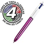 caneta esferográfica 4 cores corpo rosa metalico 1.0mm ponta media 904222 azul preta vermelha verde caneta esferográfica 4 cores corpo rosa metalico 1.0mm ponta media 904222 azul preta vermelha verde