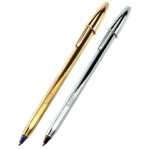 caneta esferográfica 2un cristal prata e dourada 1.0mm ponta média 929806 bic blister