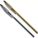 caneta esferográfica 2un cristal prata e dourada 1.0mm ponta média 929806 bic blister
