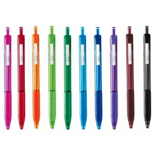 caneta esf div cores retratil kilometrica 8un