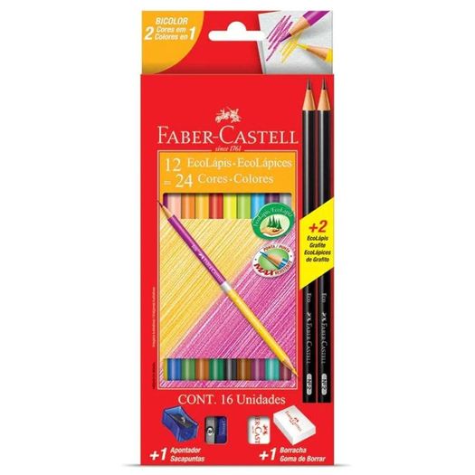 lápis de cor bicolor 12 lápis 24 cores 120612+2n faber lápis de cor bicolor 12 lápis 24 cores 120612+2n faber