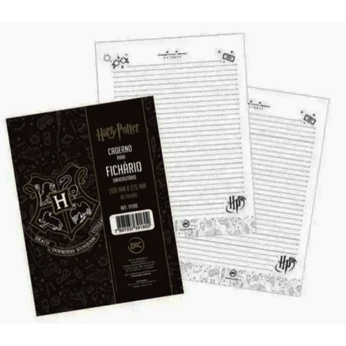 refil fichario pautado 96 folhas harry potter