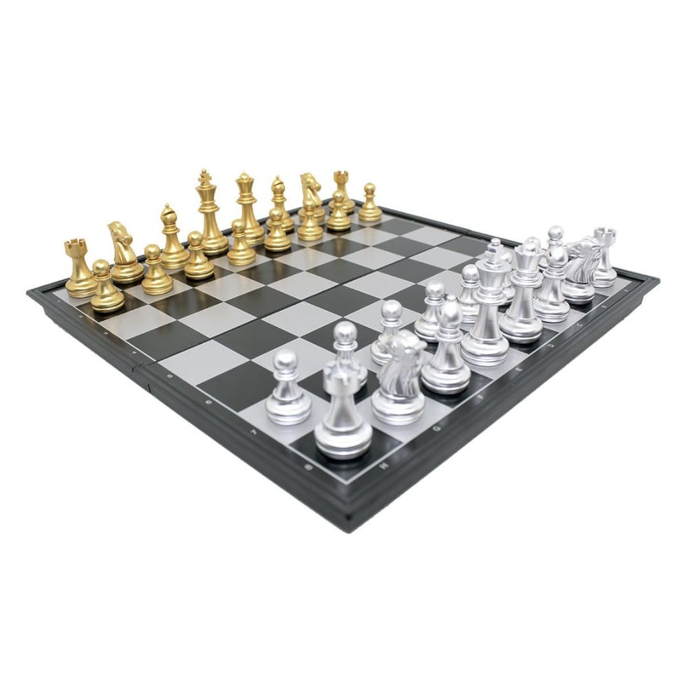Jogo de tabuleiro magnético acessórios de jogo com caixa de armazenamento  xadrez medieval conjunto xadrez xadrez ouro-prata bronze peças de xadrez