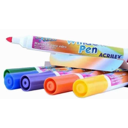 caneta marcador de vidro 6 cores 06106 acrilex
