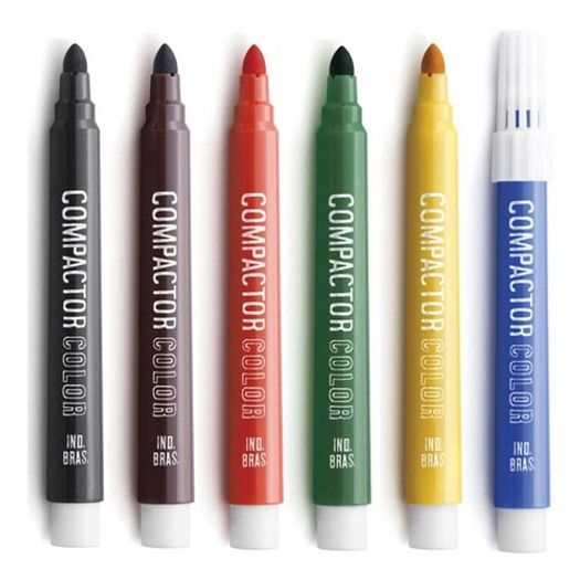 caneta hidrográfica 6 cores color compactor caneta hidrográfica 6 cores color compactor