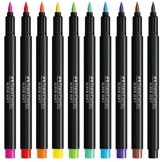 caneta hidrog 10 cores ponta pincel 15.0710soft faber caneta hidrog 10 cores ponta pincel 15.0710soft faber