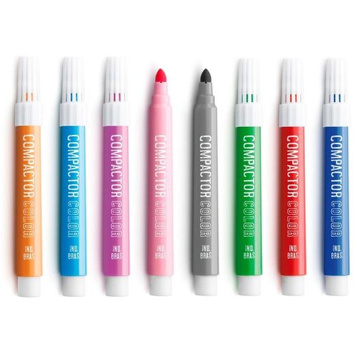 caneta hidrográfica 12 cores compactor color