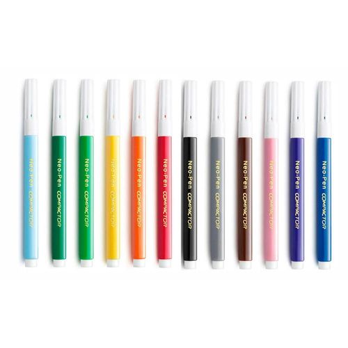 caneta hidrográfica 12 cores neo pen mirim compactor