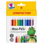 caneta hidrográfica 12 cores neo pen mirim compactor