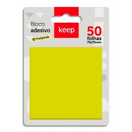 bloco adesivo transparente amarelo 50 folhas