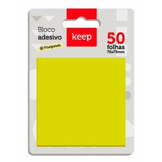 bloco adesivo transparente amarelo 50 folhas