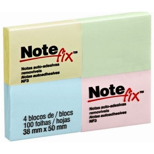bloco note fix nf3 100 folhas 38x50mm 4unid div cores hb004649636 3m