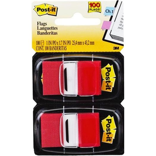 post-it flags 100 folhas vermelho