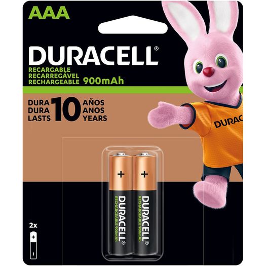 pilha recarregavel aaa 900mah com 2 unidades - duracell pilha recarregavel aaa 900mah com 2 unidades - duracell