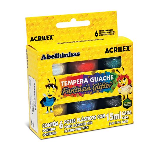 tinta guache fantasia glitter 6 cores tinta guache fantasia glitter 6 cores
