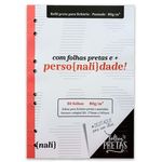 refil bloco fichário colegial pautado 30f pretas 62136 nali