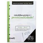 refil bloco fichário colegial sem pauta 30f pretas 62273 nali