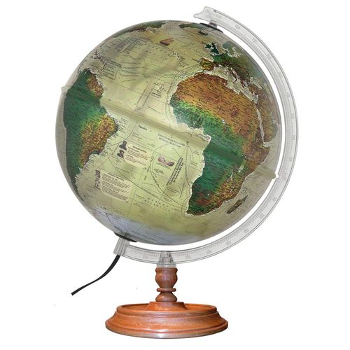 globo terrestre histórico 30cm com led
