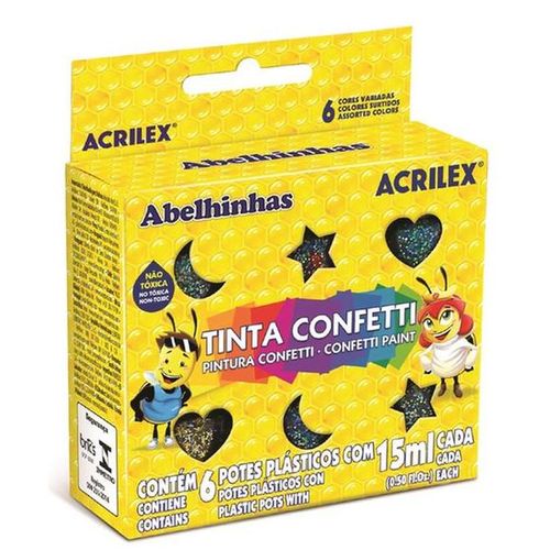 tinta confetti 15ml 6 cores