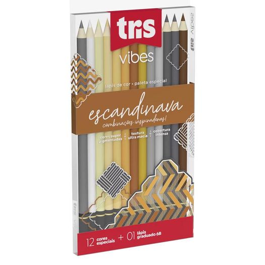 lápis de cor 12 cores vibes escandinava + lápis 6b lápis de cor 12 cores vibes escandinava + lápis 6b