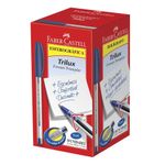 caneta esferográfica azul trilux ponta média 50 unidades 032/az faber-castell