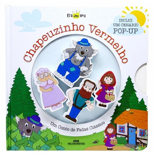 chapeuzinho vermelho - (livro + cenario pop-up + 4 personagens de madeira)