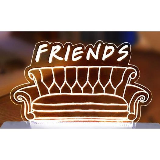 luminária acrílico e mdf sofá friends