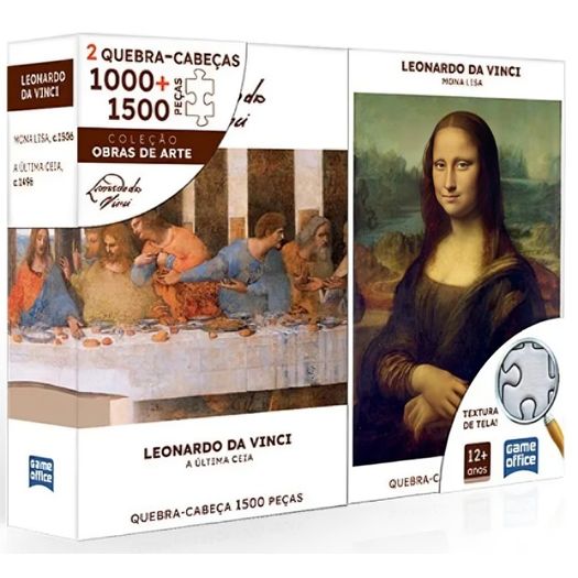 quebra-cabeça combo 1000 + 1500 peças - monalisa e a última ceia quebra-cabeça combo 1000 + 1500 peças - monalisa e a última ceia
