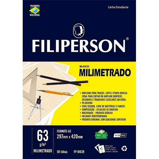 bloco milimetrado a3 50 folhas 63g bloco milimetrado a3 50 folhas 63g