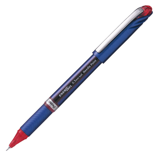 caneta roller ball 0,5mm energel ponta agulha vermelha sm/bln25-b pentel blister