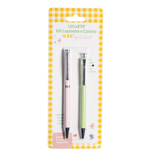 caneta esferográfica + lapiseira soul garden