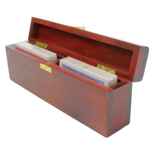 caixa de baralho madeira com 2 jogos de cartas