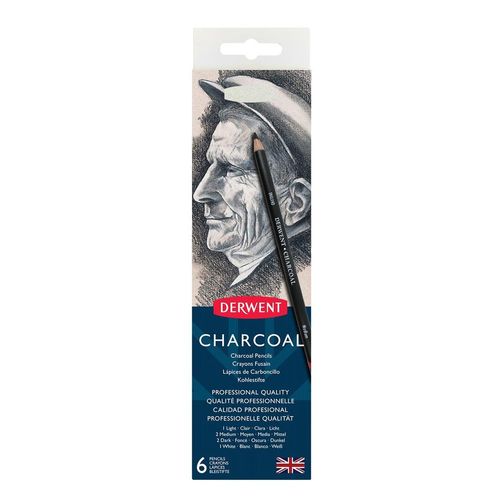 lápis carvão charcoal lata derwent com 6 unidades