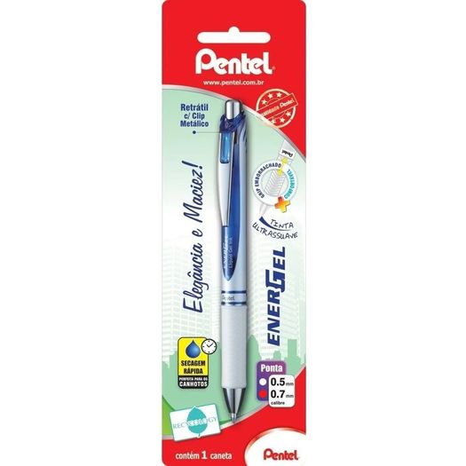 caneta gel 0,7mm energel corpo perola azul sm/bl77pw-c pentel blister caneta gel 0,7mm energel corpo perola azul sm/bl77pw-c pentel blister