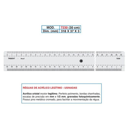 régua acrílica 30cm régua acrílica 30cm