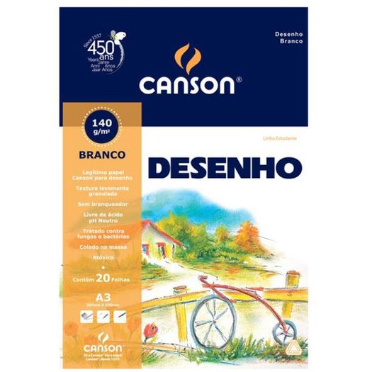 bloco desenho a3 20 folhas 140g branco canson bloco desenho a3 20 folhas 140g branco canson