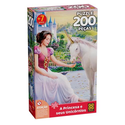 quebra-cabeça 200 peças princesa e seus unicórnios