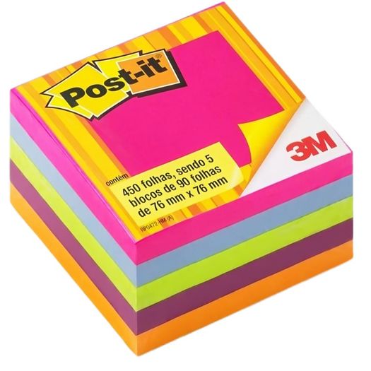 bloco post it 90 folhas 5 unidades bloco post it 90 folhas 5 unidades