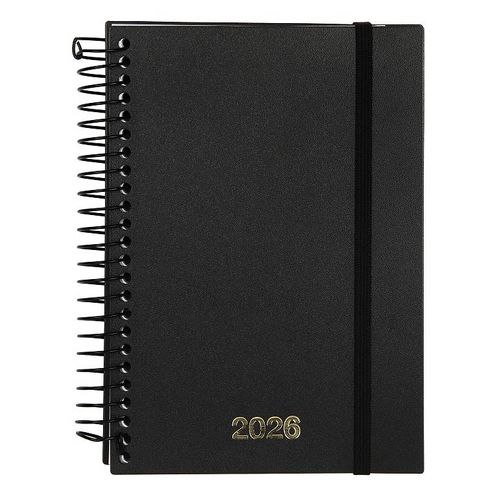 agenda 2026 diária clássica basic preta espiral