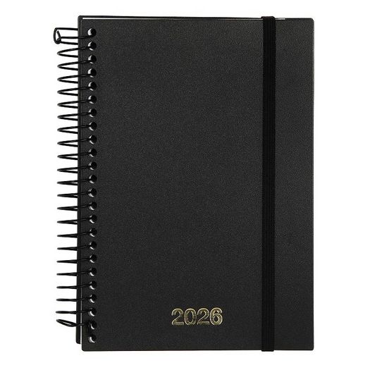 agenda 2026 diária clássica basic preta espiral