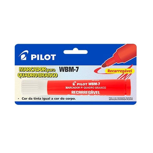 caneta quadro branco vermelho wbm-7 pilot blister