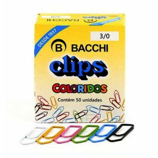 clips n3 colorido com 50 unidades bacchi clips n3 colorido com 50 unidades bacchi