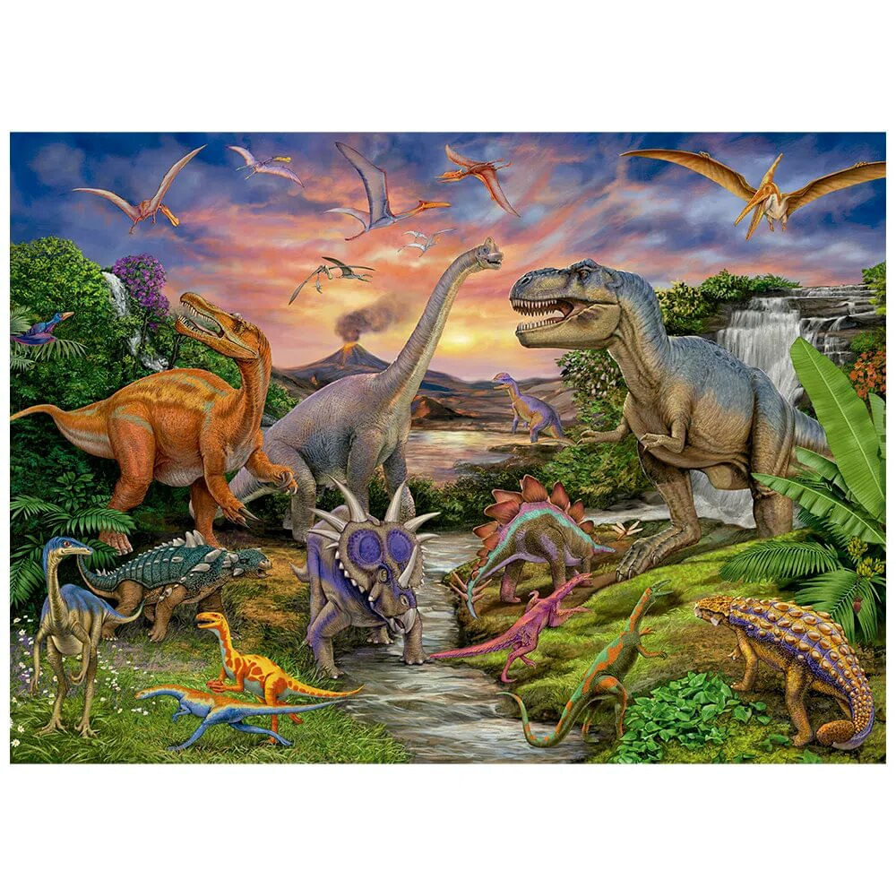 Jogo Infantil Quebra Cabeça Batalha dos Dinossauros 200 Peças