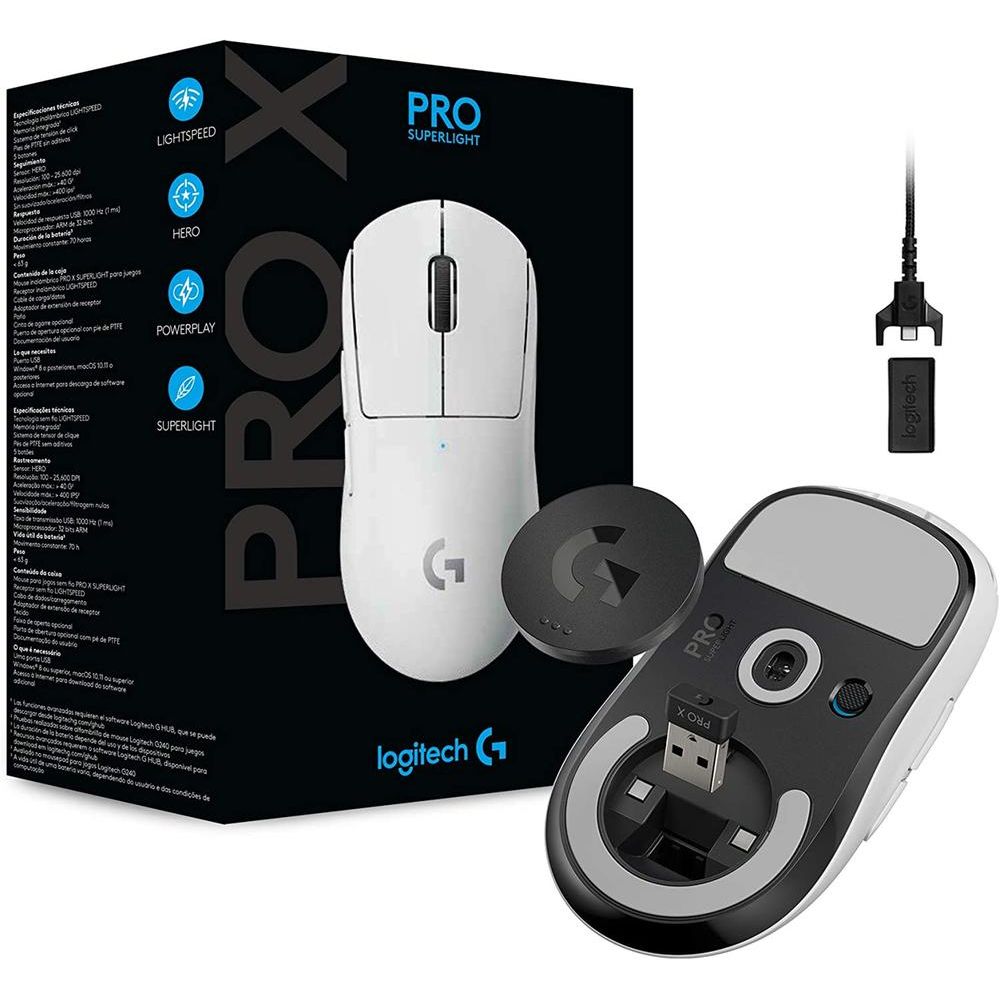 Mouse Wireless G Pro X Superlight Branco - Logitech - Livrarias